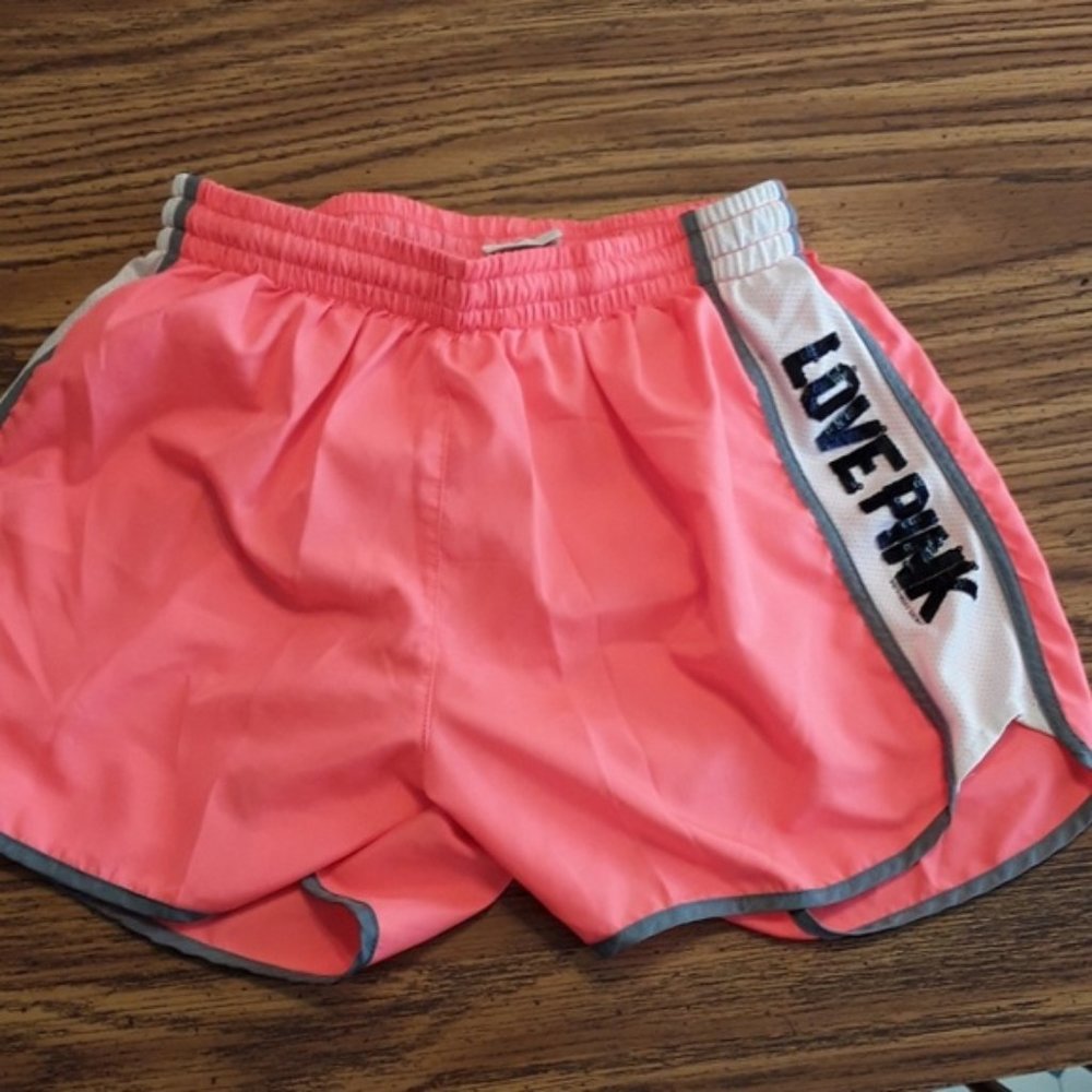 PINK Coral & White Track Shorts w/ Panties EUC XS